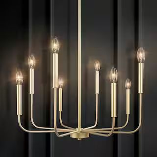 LNC Modern Gold Candlestick Island Chandelier Transitional 8-Light Pale Brass Pendant Light for K... | The Home Depot