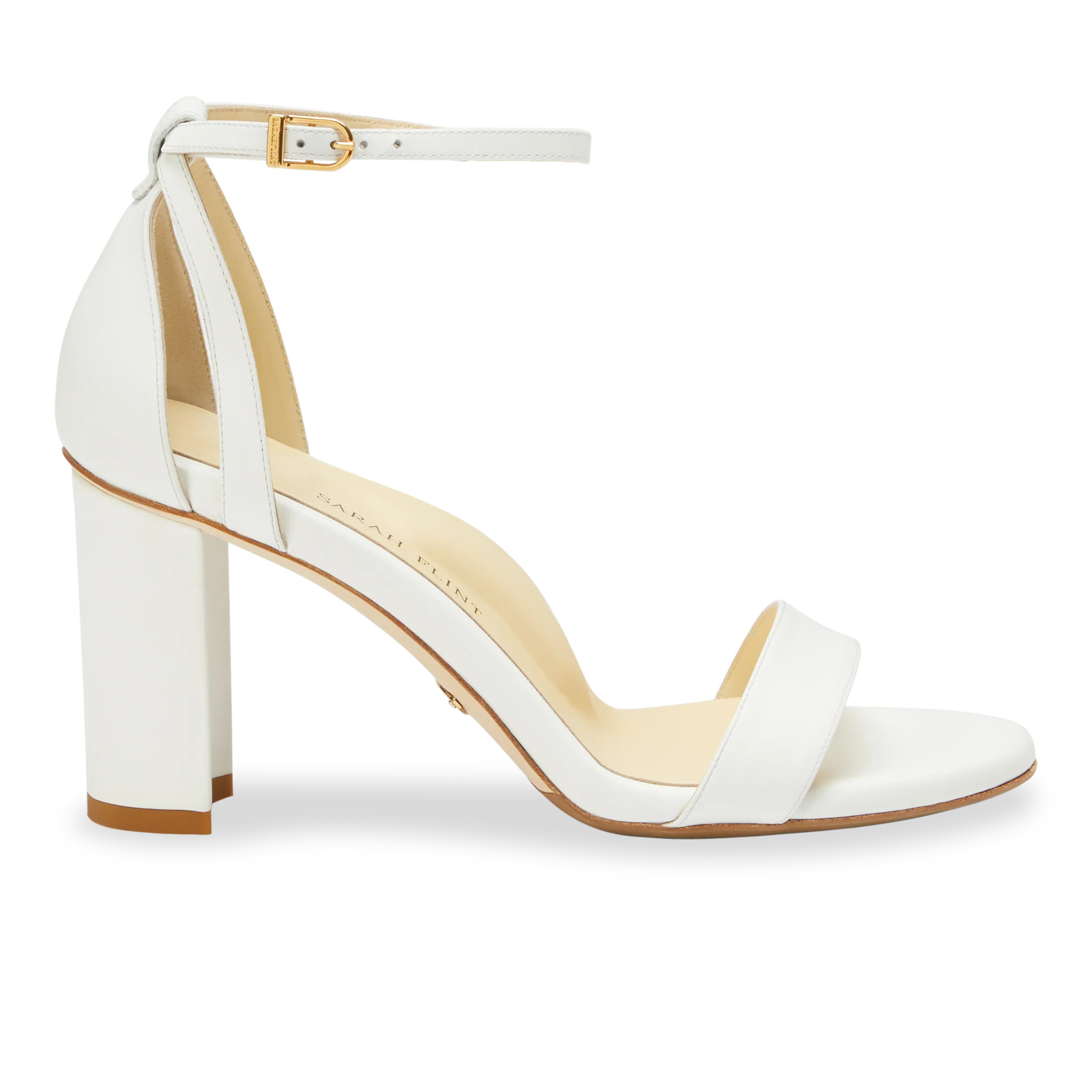 Perfect Block Sandal 90 | White Calf | Sarah Flint | Sarah Flint