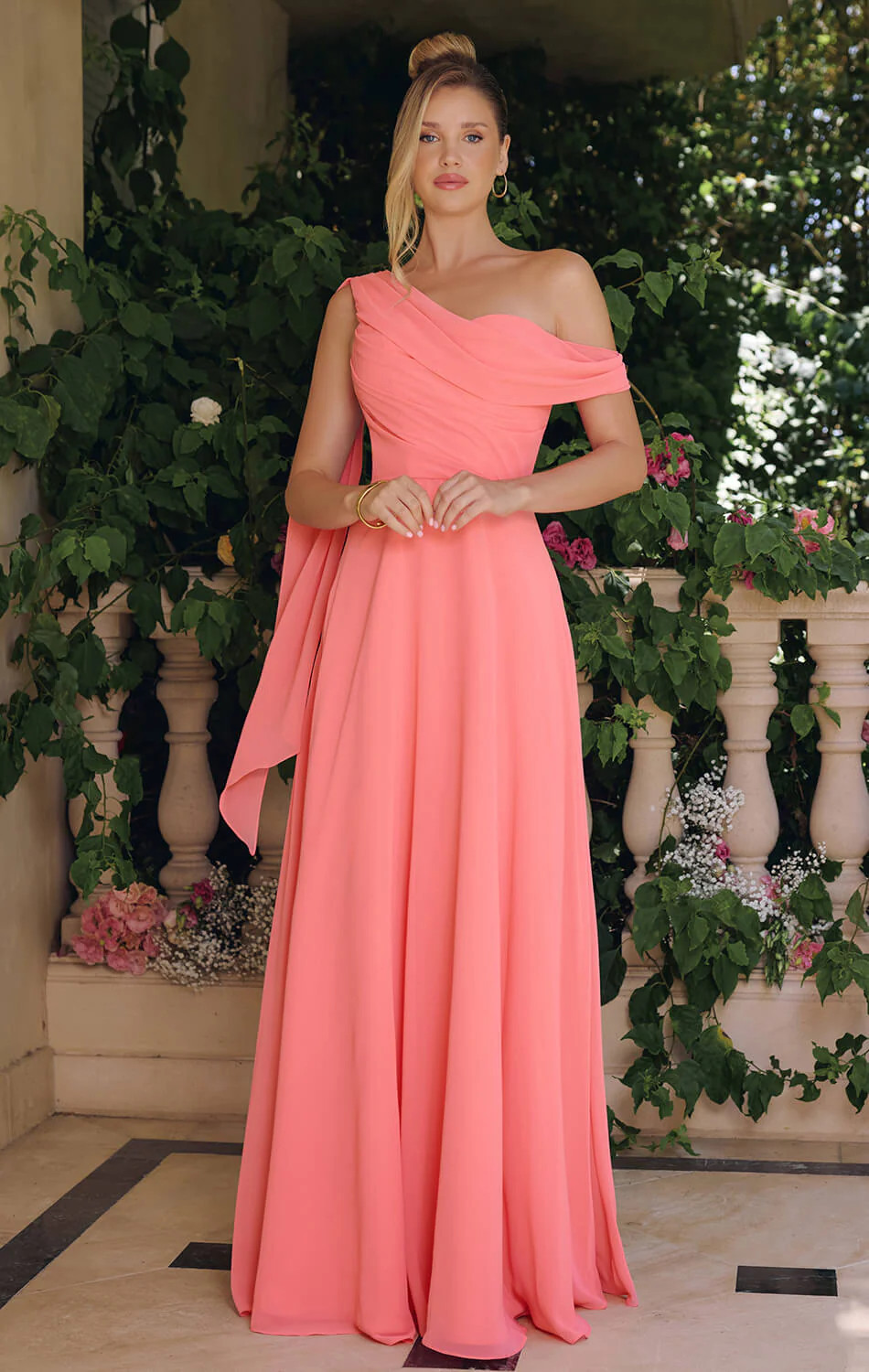 VENUS GOWN - ONE SHOULDER CHIFFON DRESS | Lady Black Tie