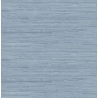Mineral Blue Classic Faux Grasscloth Peel and Stick Wallpaper | The Home Depot