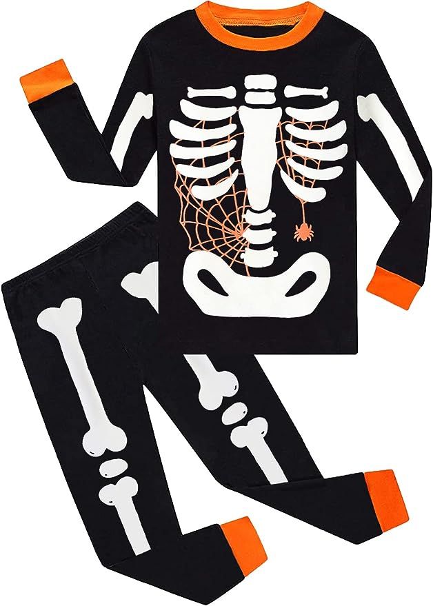 Toddler Pumpkin Pajamas Boys Glow in The Dark Skeleton Pjs 2 Piece Ghost Sleepwear Kids Halloween... | Amazon (US)