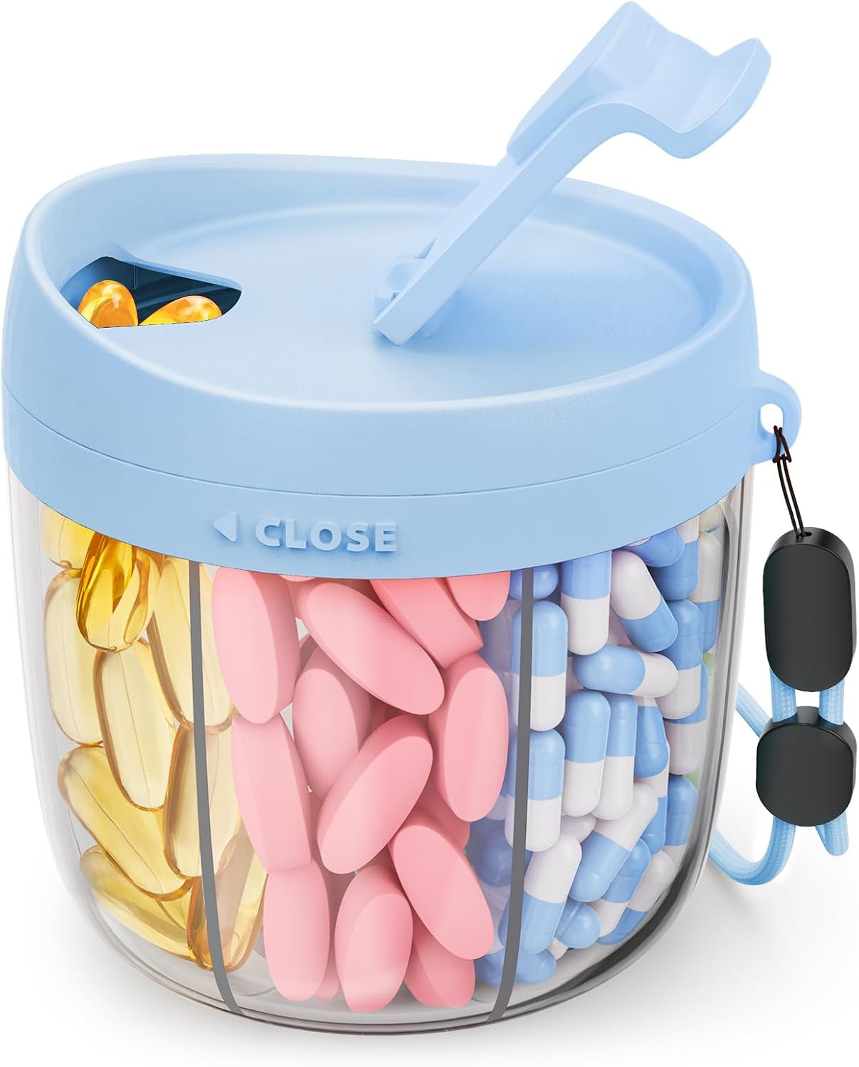Cute Pill Dispenser with 7 Large Compartments, Portable Pill Bottle Organizer with Wide Opening f... | Amazon (US)