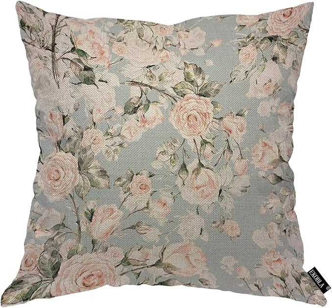 EKOBLA Watercolor Rose Throw Pillow Cover Vintage Flower Bud Garden Plants Elegance Botanical Coz... | Amazon (US)