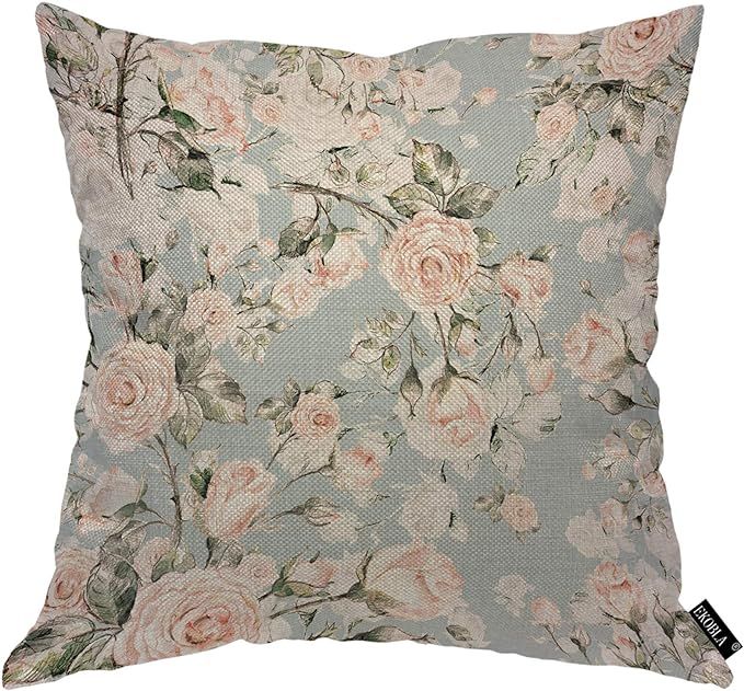 EKOBLA Watercolor Rose Throw Pillow Cover Vintage Flower Bud Garden Plants Elegance Botanical Coz... | Amazon (US)