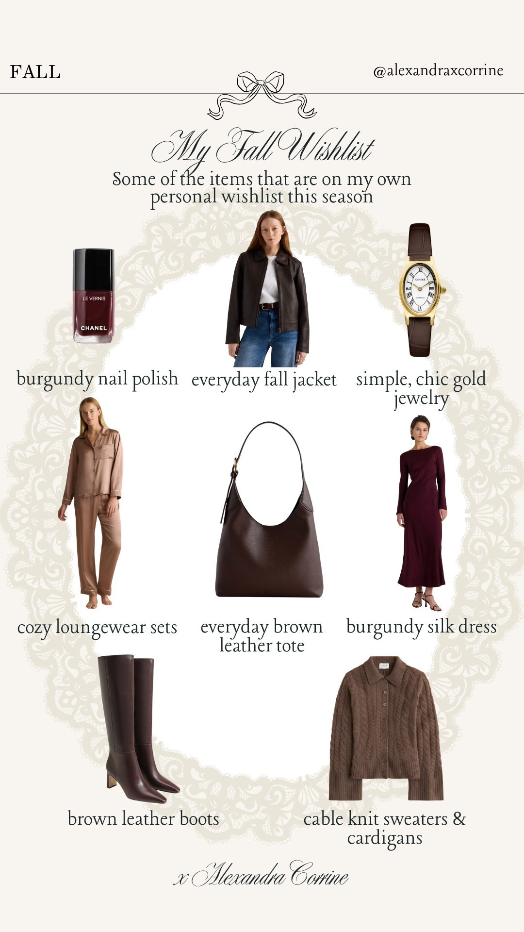 My fall wishlist 🧥🍂 some of the items that are on my own personal wishlist this season 🤎

Fall wishlist, fall fashion, fall accessories, quince, chocolate brown, burgundy, chic fall aesthetic, autumn, sweaters, jacket, cozy chic aesthetic

#LTKSeasonal #LTKootd