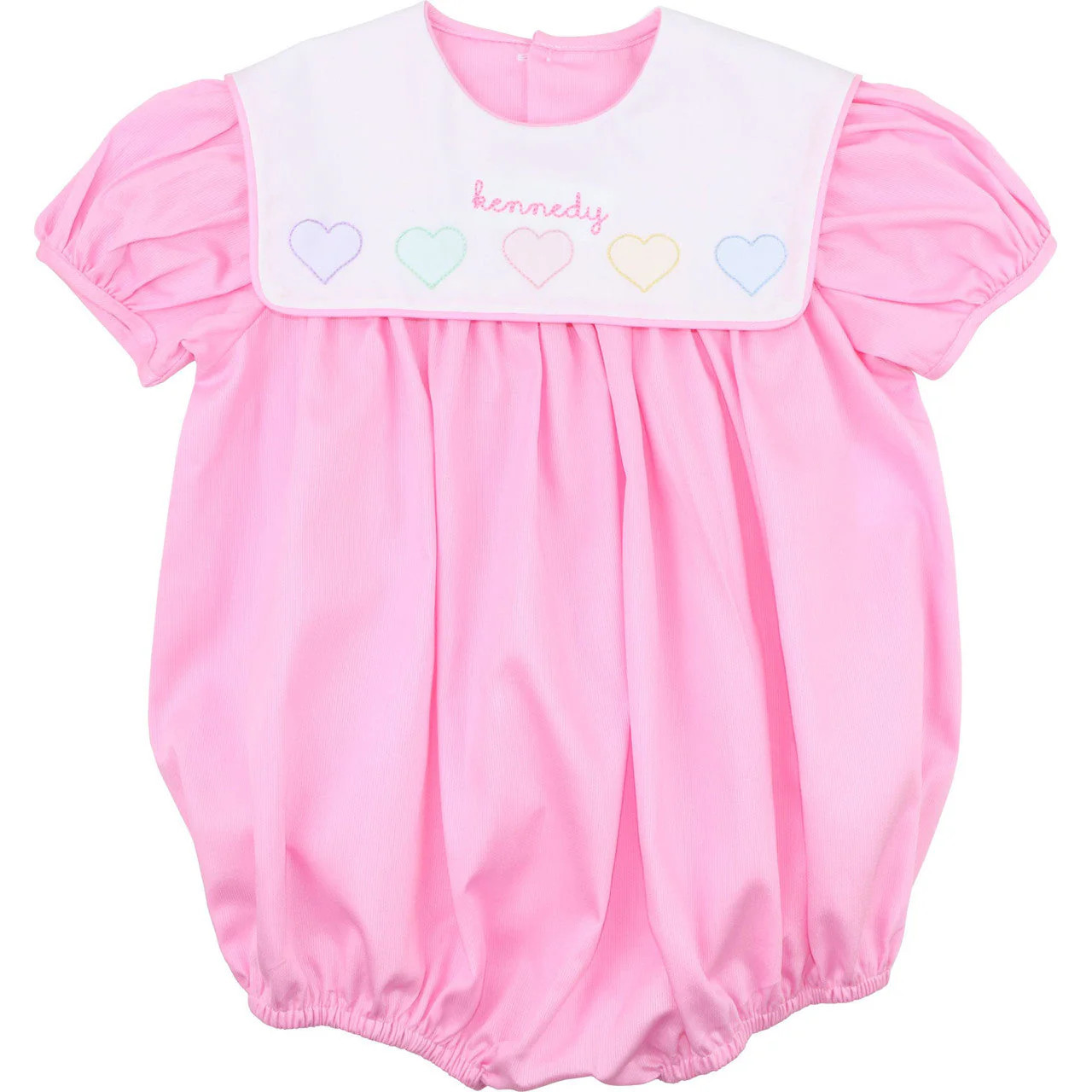 Pink Embroidered Hearts Bubble | Cecil and Lou