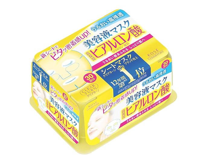 KOSE Clear Turn Essence Hyaluronic Acid Facial Mask 30 pcs | Amazon (US)