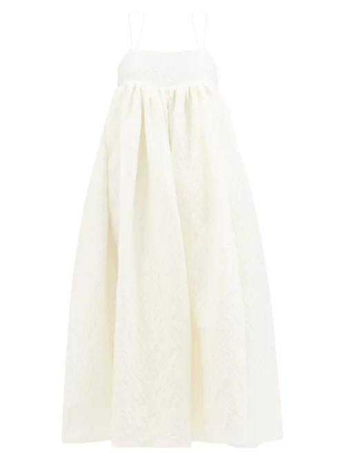 Cecilie Bahnsen - Beth Linen-blend Plissé Dress - Womens - Ivory | Matches (UK)