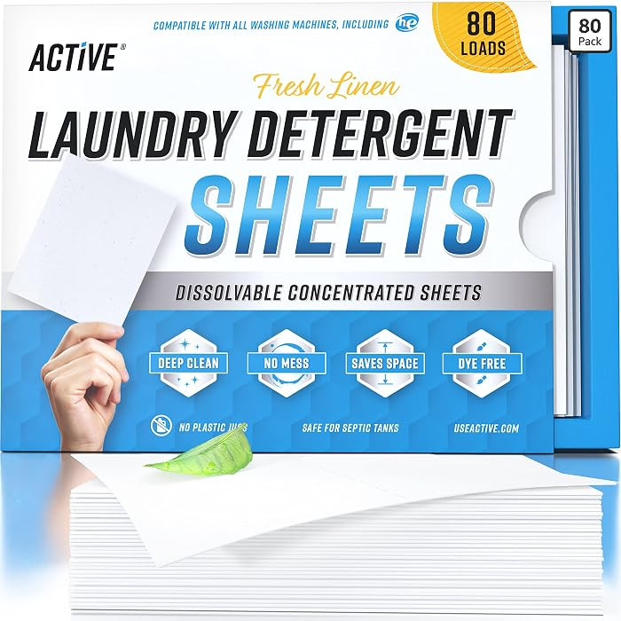 Laundry Detergent Sheets Eco Washing Strips - 80 Loads, Liquidless Fresh Scented Clothes Washer S... | Amazon (US)