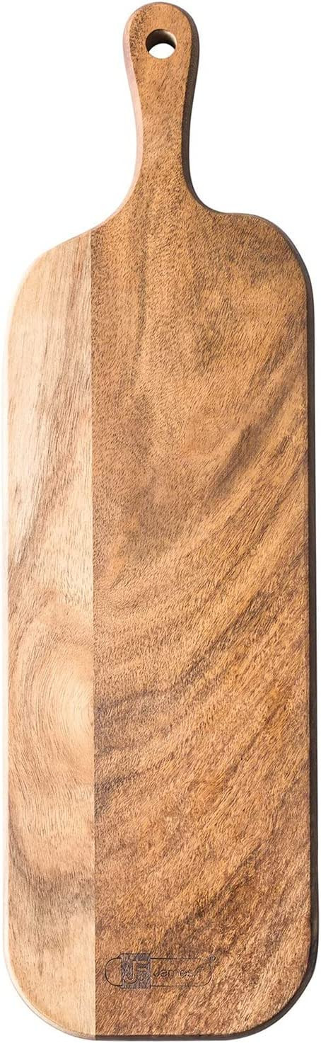 JF JAMES.F Wood Cutting Board with Handle, Long Acacia Serving Board Wooden Cheese Board Charcute... | Amazon (US)