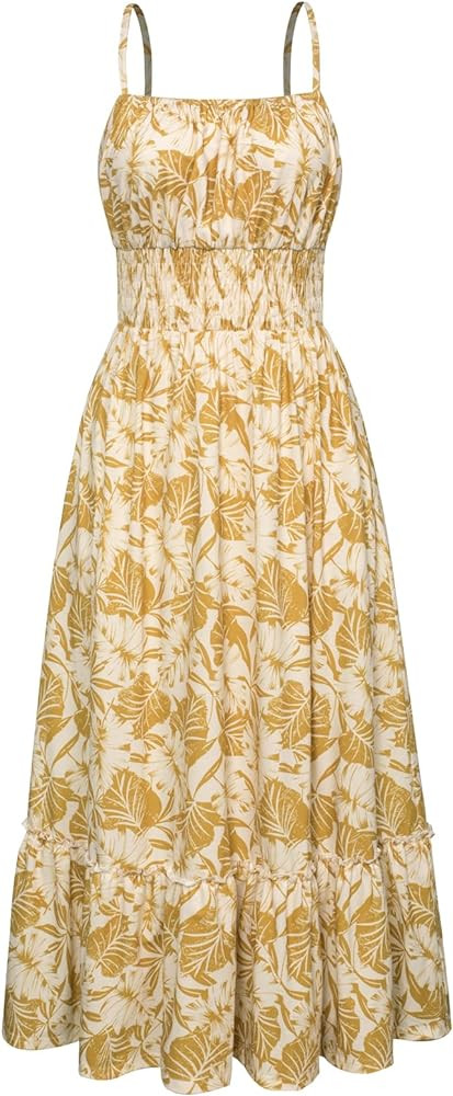 GRACE KARIN Womens 2024 Summer Maxi Dress Sleeveless Floral Spaghetti Strap Smocked Boho Beach Lo... | Amazon (US)