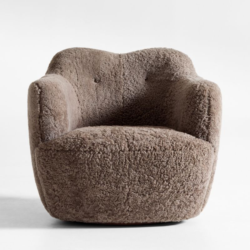 Apero Shearling Swivel Accent Chair | Crate & Barrel | Crate & Barrel