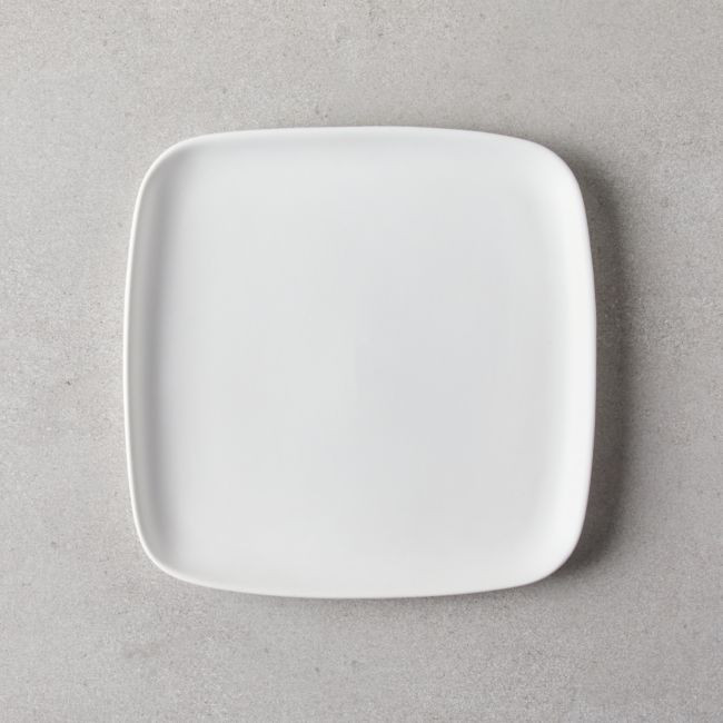 Crisp Matte White Square Salad Plate | CB2