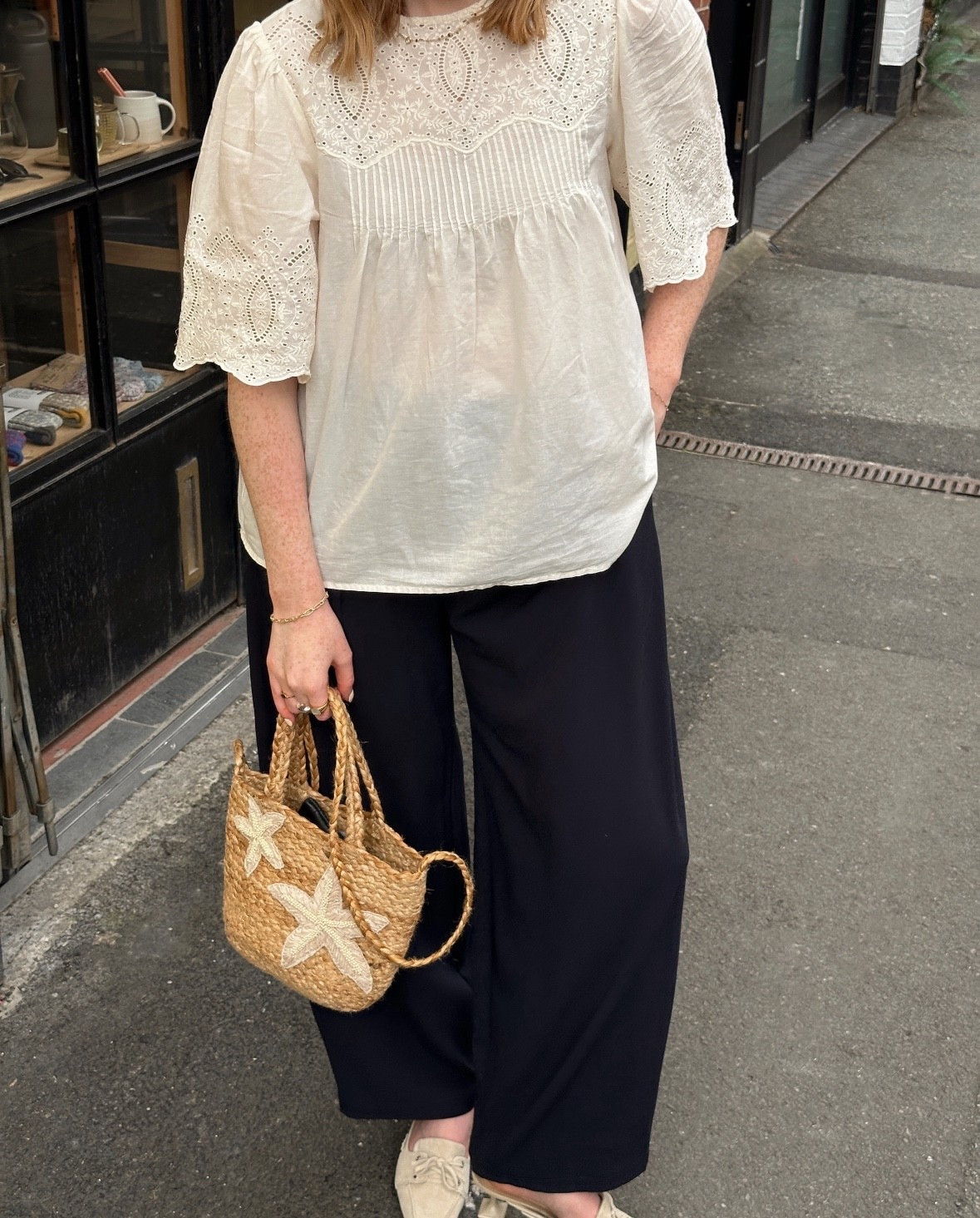 Cream Blouse, H&M, Summer Blouse, Navy Trousers, Barrel Leg Trouser, Basket Bag, Summer Bag, Seashell, Starfish 

#LTKsummer #LTKeurope #LTKuk