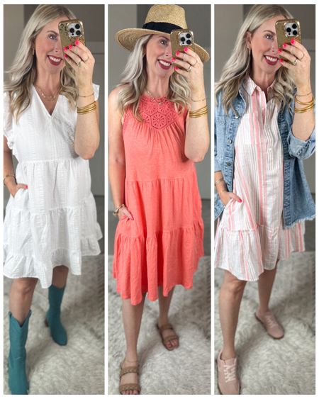 Daily try on, Walmart outfit, Walmart fashion, Walmart try on, time and tru, white dress, summer dress 

Medium in all 3 styles 

#LTKFindsUnder50 #LTKStyleTip #LTKSaleAlert