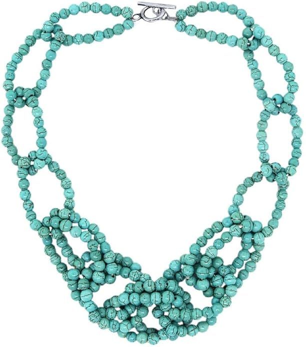 Gem Stone King 18 Inch Beautiful 5mm Simulated Turquoise Howlite Beads Link Necklace with Toggle ... | Amazon (US)