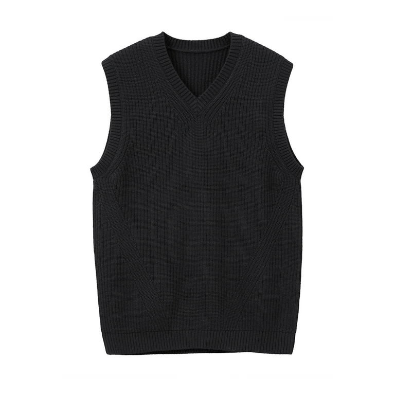 Mens V-Neck Knitted Sweater Vest Solid Plain Sleeveless Pullover | Walmart (US)