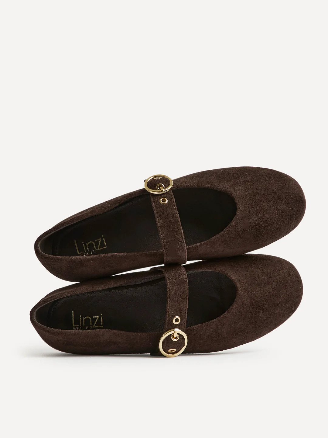 Nova Wide Fit Brown Mary Jane Flats | Linzi Shoes