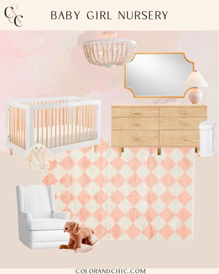 Baby girl nursery with peaches, pinks and whites. Love this look for a fun yet subtle nursery! 

#LTKstyletip #LTKhome #LTKbaby