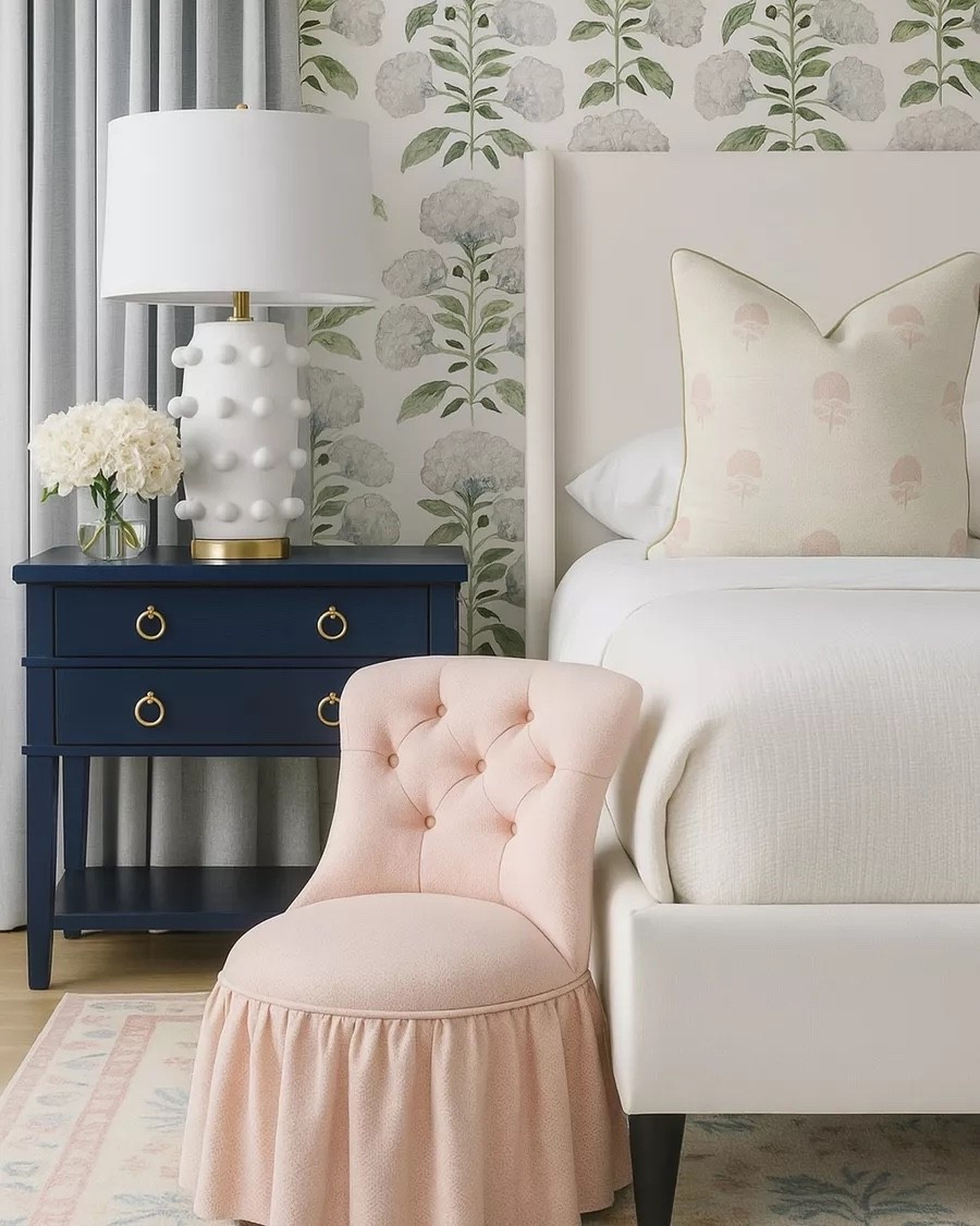 Primary bedroom decor, Grandmillennial home design, pink sitting chair, home decor, Amazon home finds, Grandmillennial wallpaper

#LTKHome #LTKKids