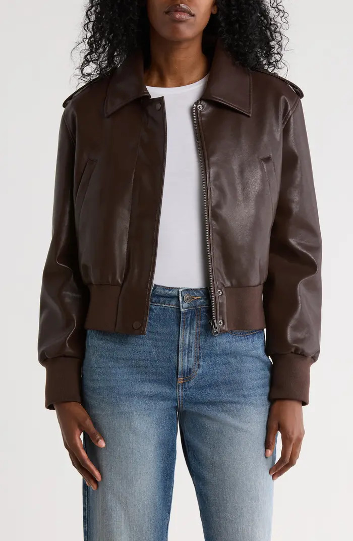 Waterproof Faux Leather Aviator Jacket | Nordstrom Rack