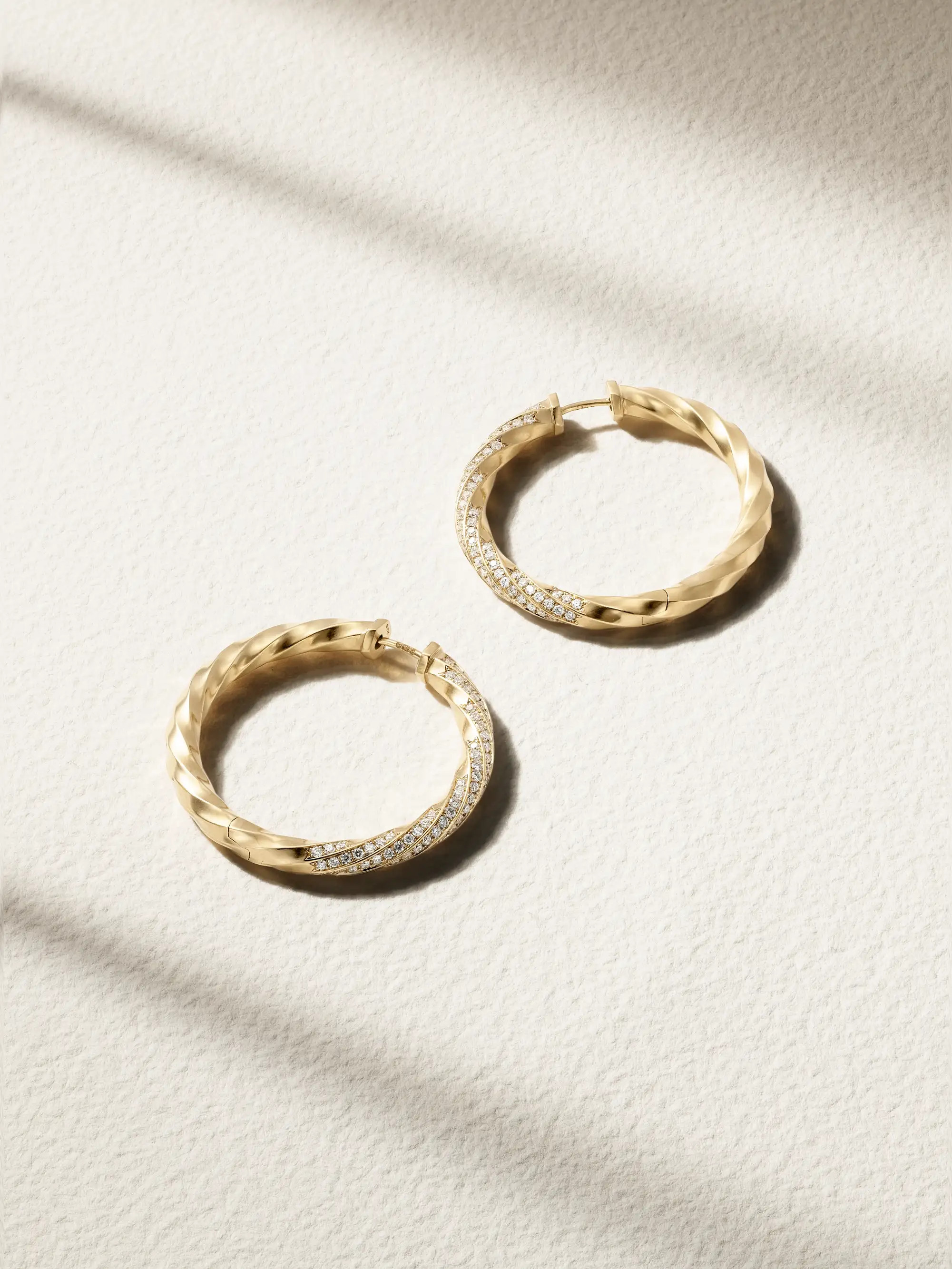 + NET SUSTAIN Cable Edge 18-karat recycled-gold diamond hoop earrings | NET-A-PORTER (UK & EU)