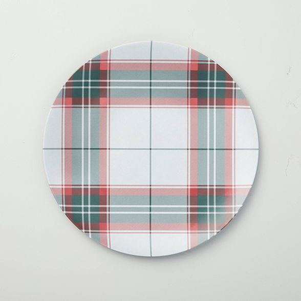 Holiday Plaid Melamine Dinner Plate Red/Green - Hearth & Hand™ with Magnolia | Target