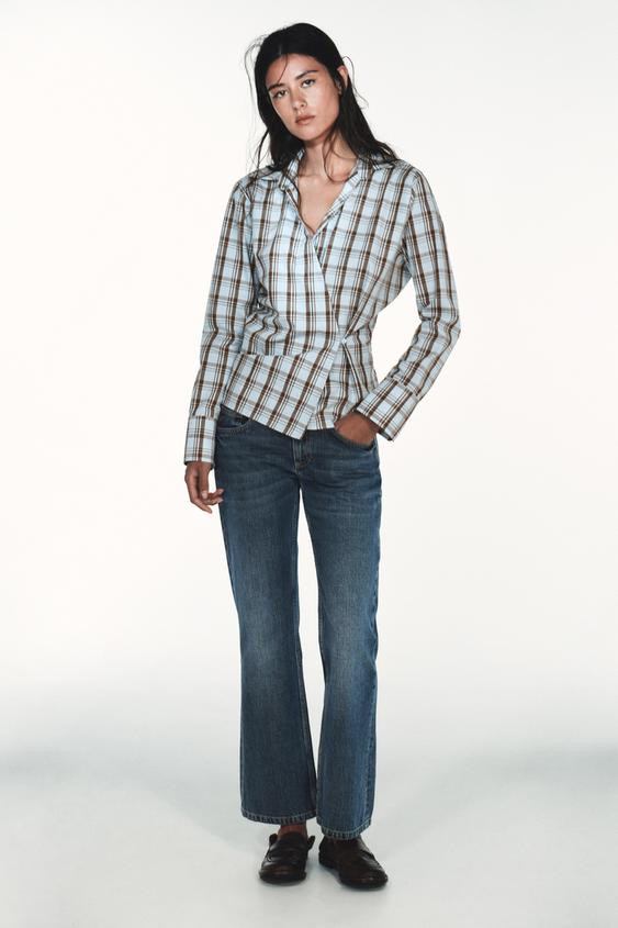 PLAID WRAP POPLIN SHIRT | Zara US