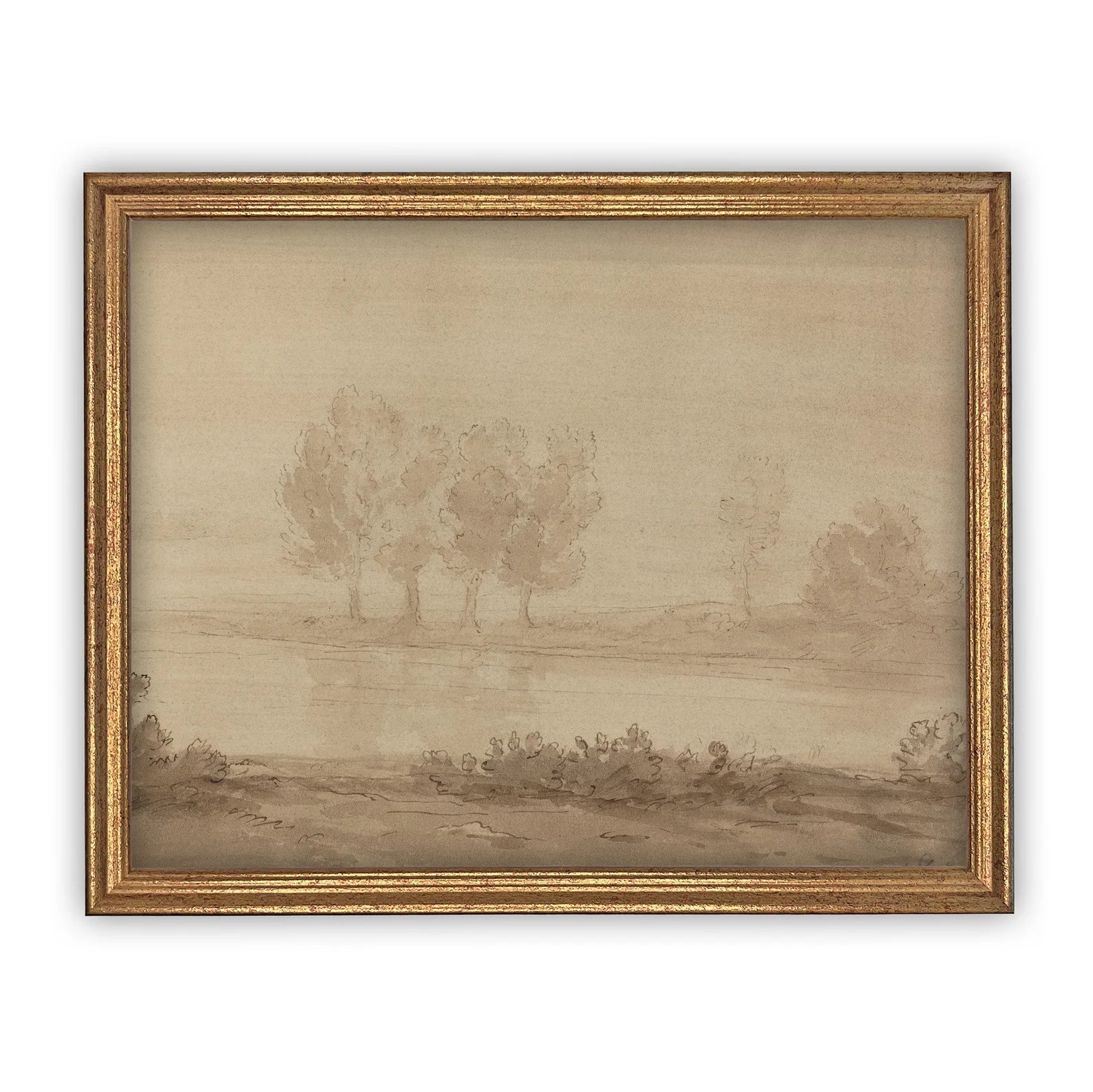 Vintage Framed Canvas Art  // Vintage Neutral Minimalist Print // Vintage Painting // Muted Lands... | Etsy (US)