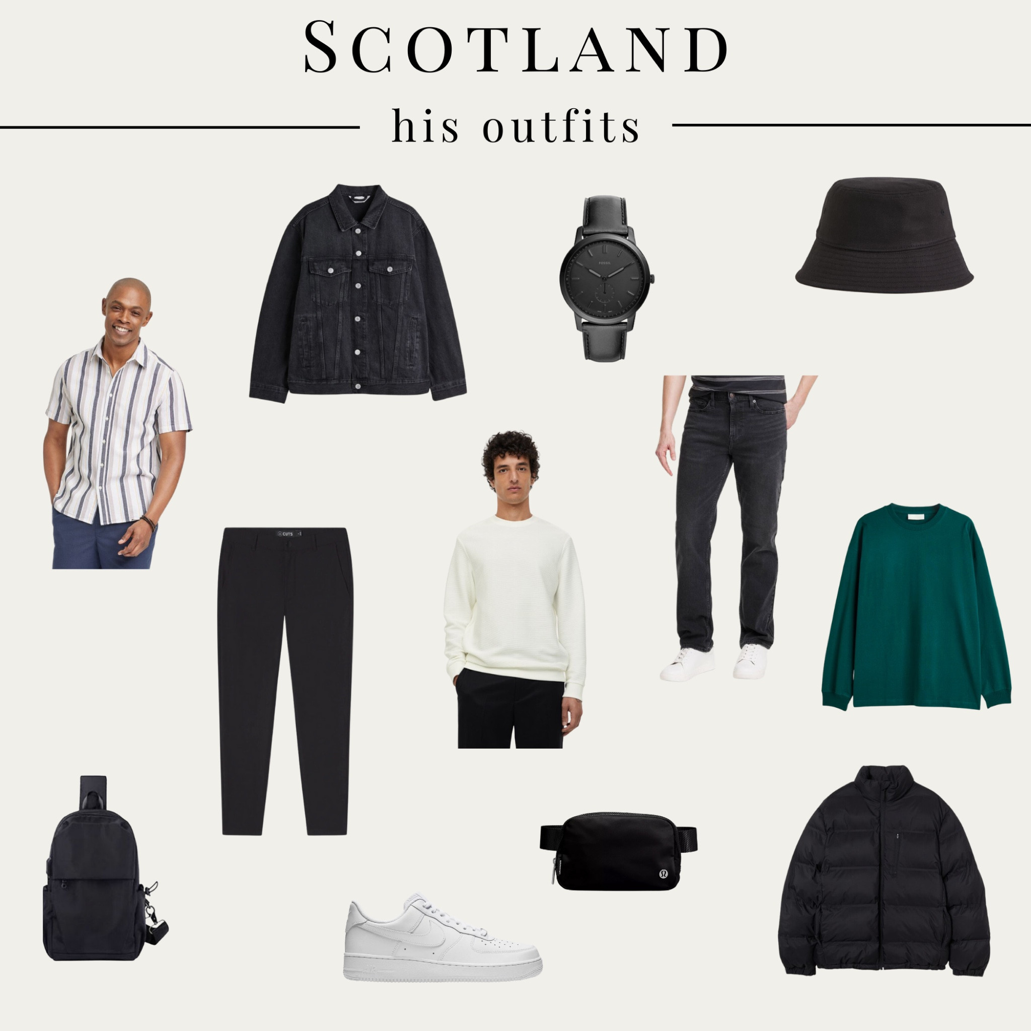 his OOTDs for Scotland #travel #scotland #europe  

#LTKmens #LTKtravel #LTKeurope