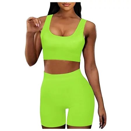 Fall Clothes Set For Women 2022 Women s Two Piece Outfits Short Sleeve Crop Tops And High Waist Shor | Walmart (US)