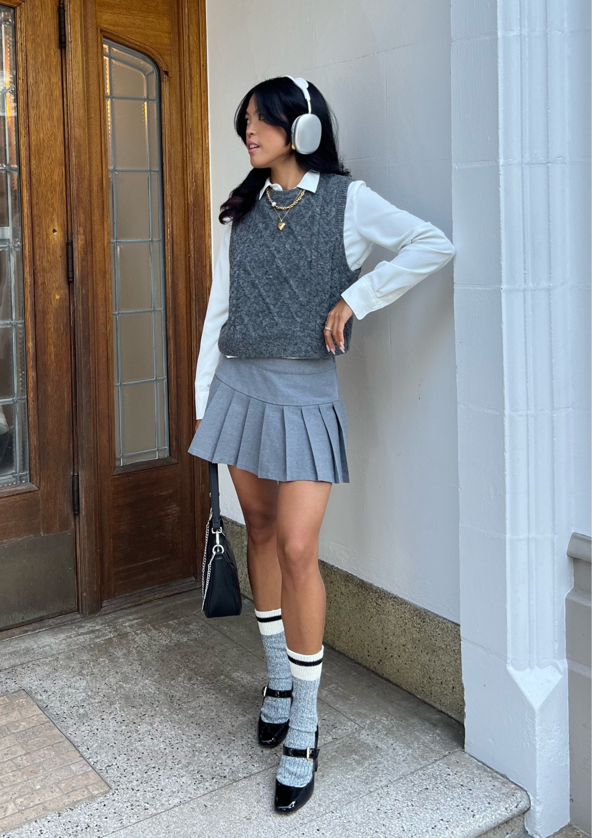 FALL OUTFITS / preppy style, grey vest, mini skirt, school outfit, back to school, mary Jane’s, neutral style, fall fashion inspo

#LTKstyletip #LTKfindsunder100 #LTKSeasonal