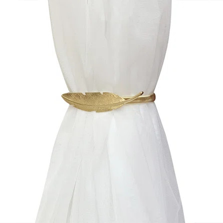 Decorative Curtain Tiebacks (Set Of 2) - Gold Feather | Wayfair Professional