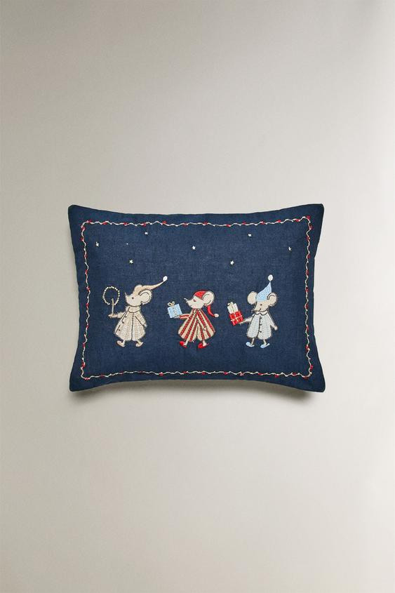 CHILDREN'S CHRISTMAS MOUSE THROW PILLOW COVER | Zara US