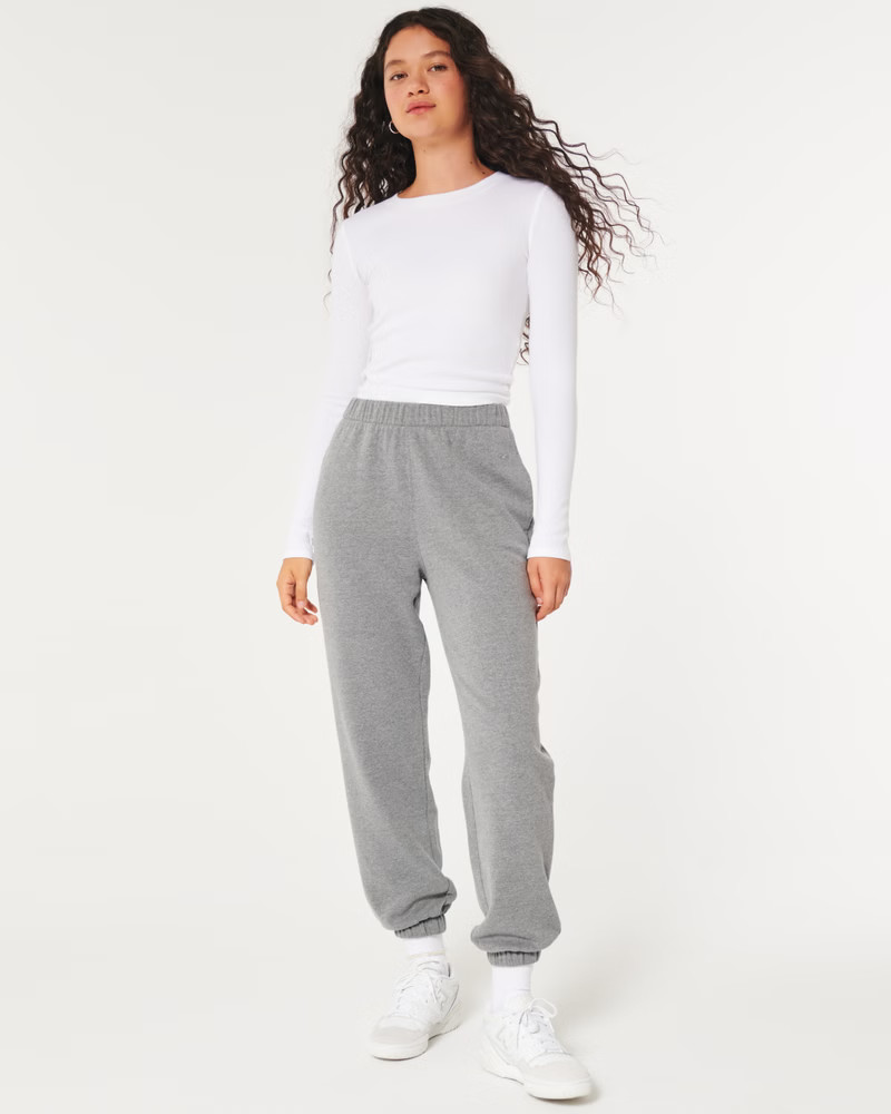 Feel Good Adjustable Rise Fleece Dad Joggers | Hollister (US)