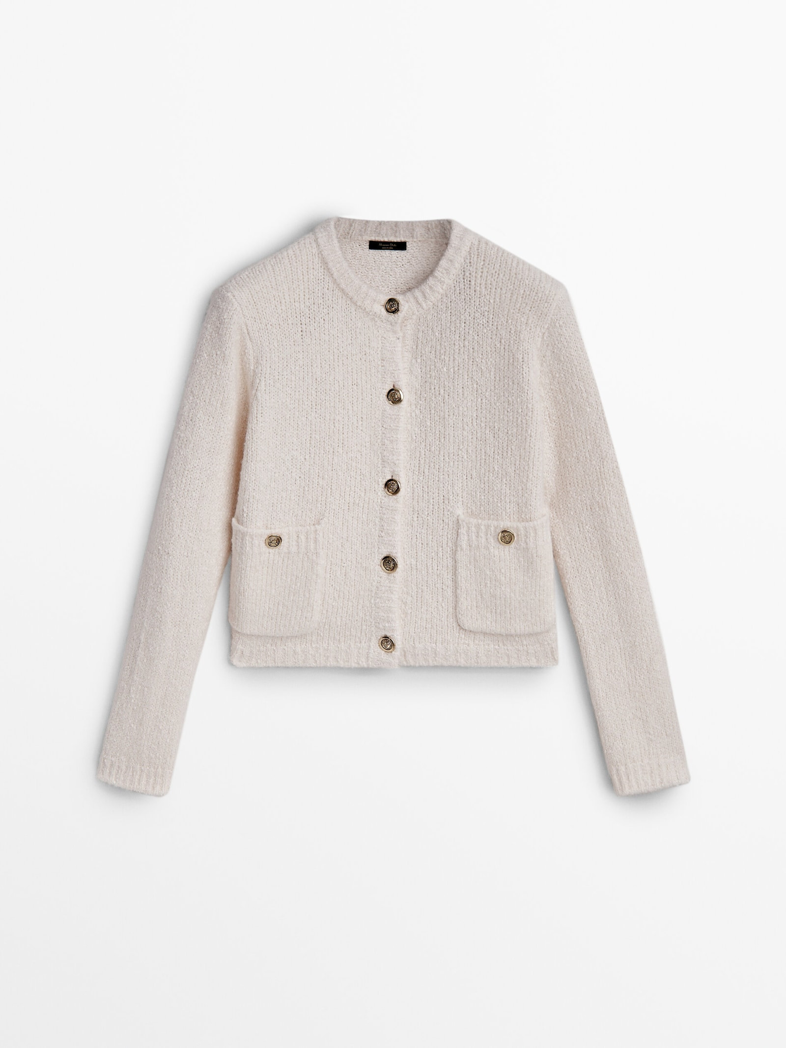 Mini bouclé knit cardigan with pockets | Massimo Dutti UK