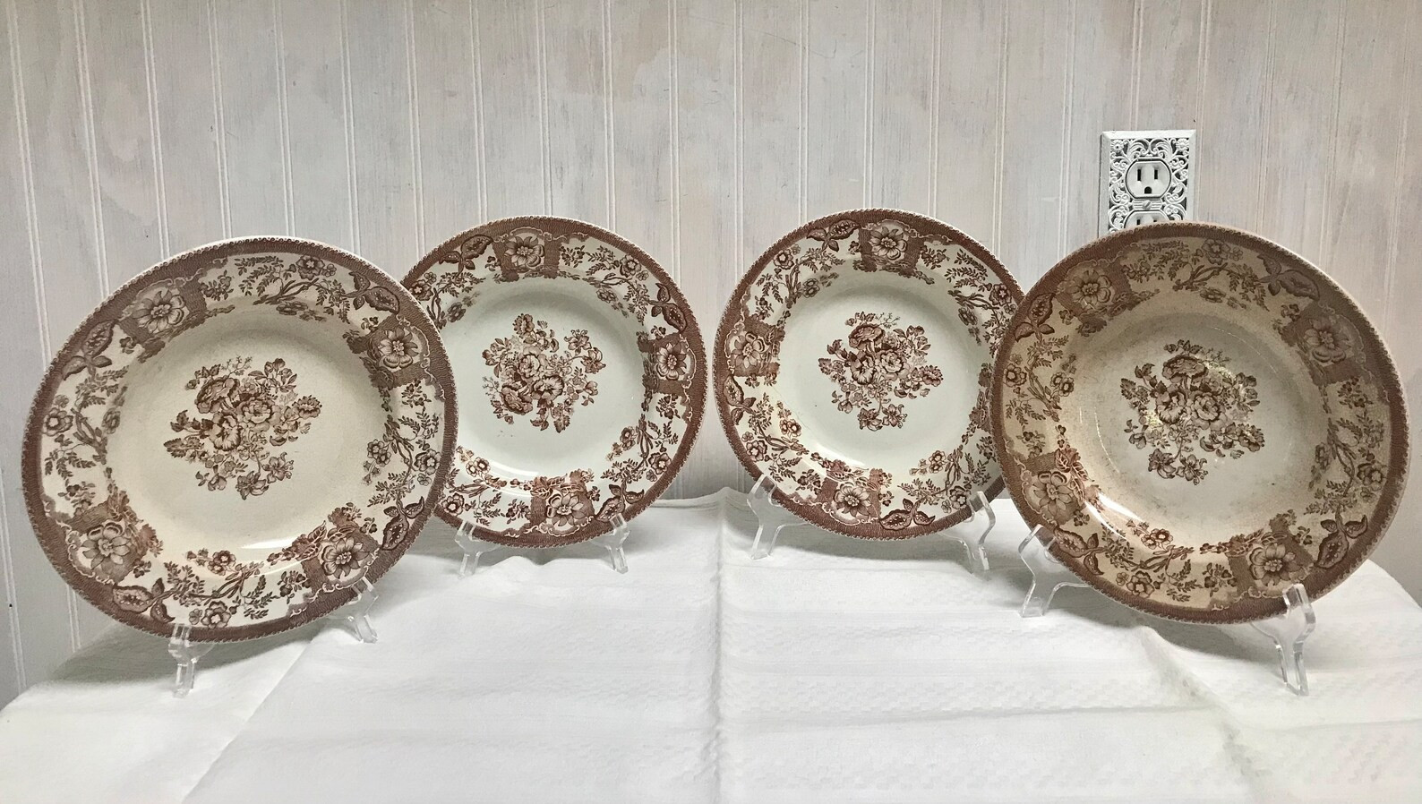 FOUR Persian Rose, Cream Soup Bowls, 9" Brown Transferware, 1860's,  by Baker and Co, Fenton Engl... | Etsy (US)