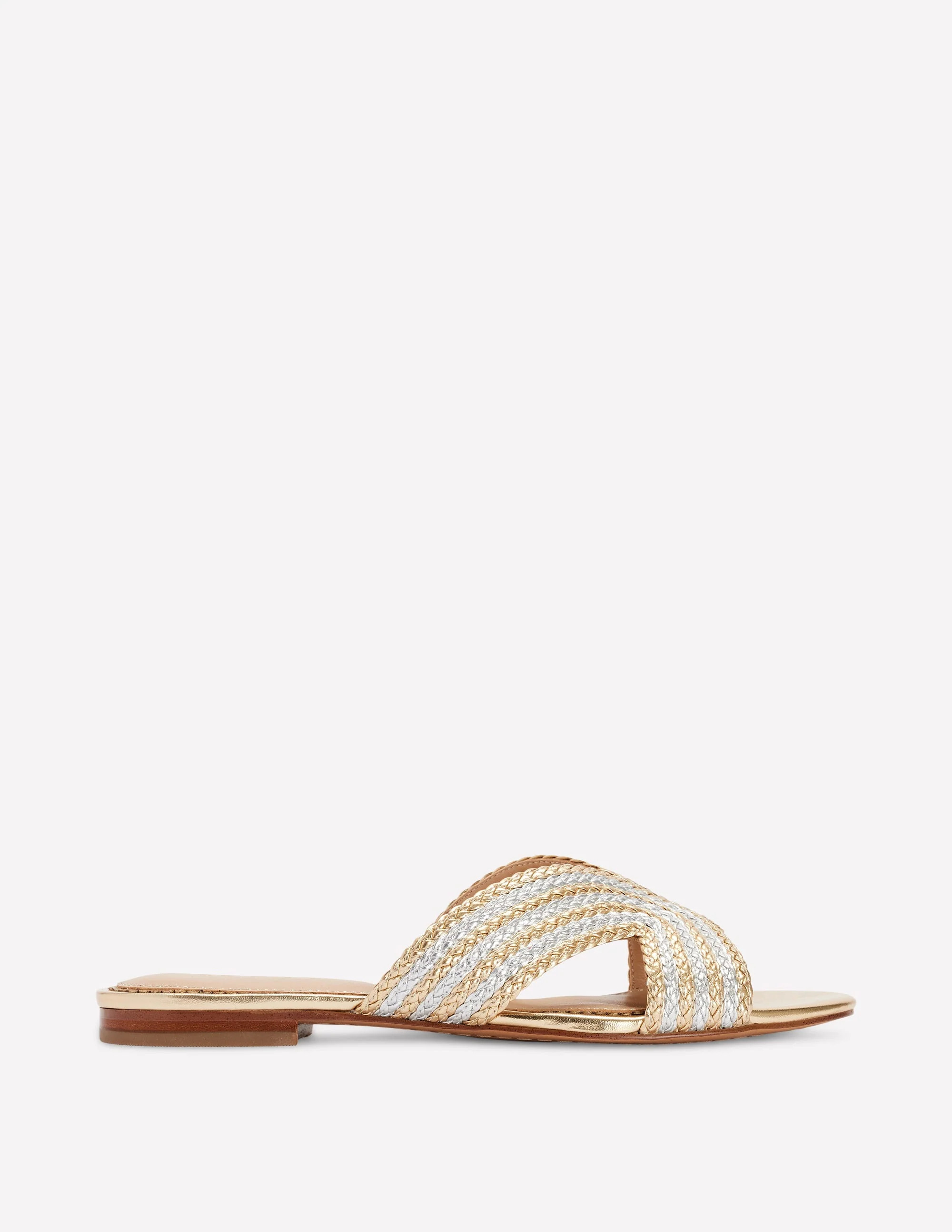 Striped Flat Sandals-Gold/Silver | Boden (US)