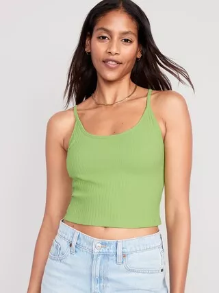 Strappy Rib-Knit Cropped Tank Top … curated on LTK