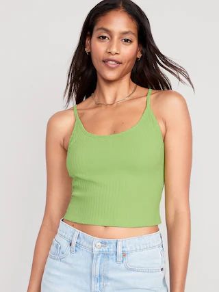 Strappy Rib-Knit Cropped Tank Top for Women | Old Navy (US)