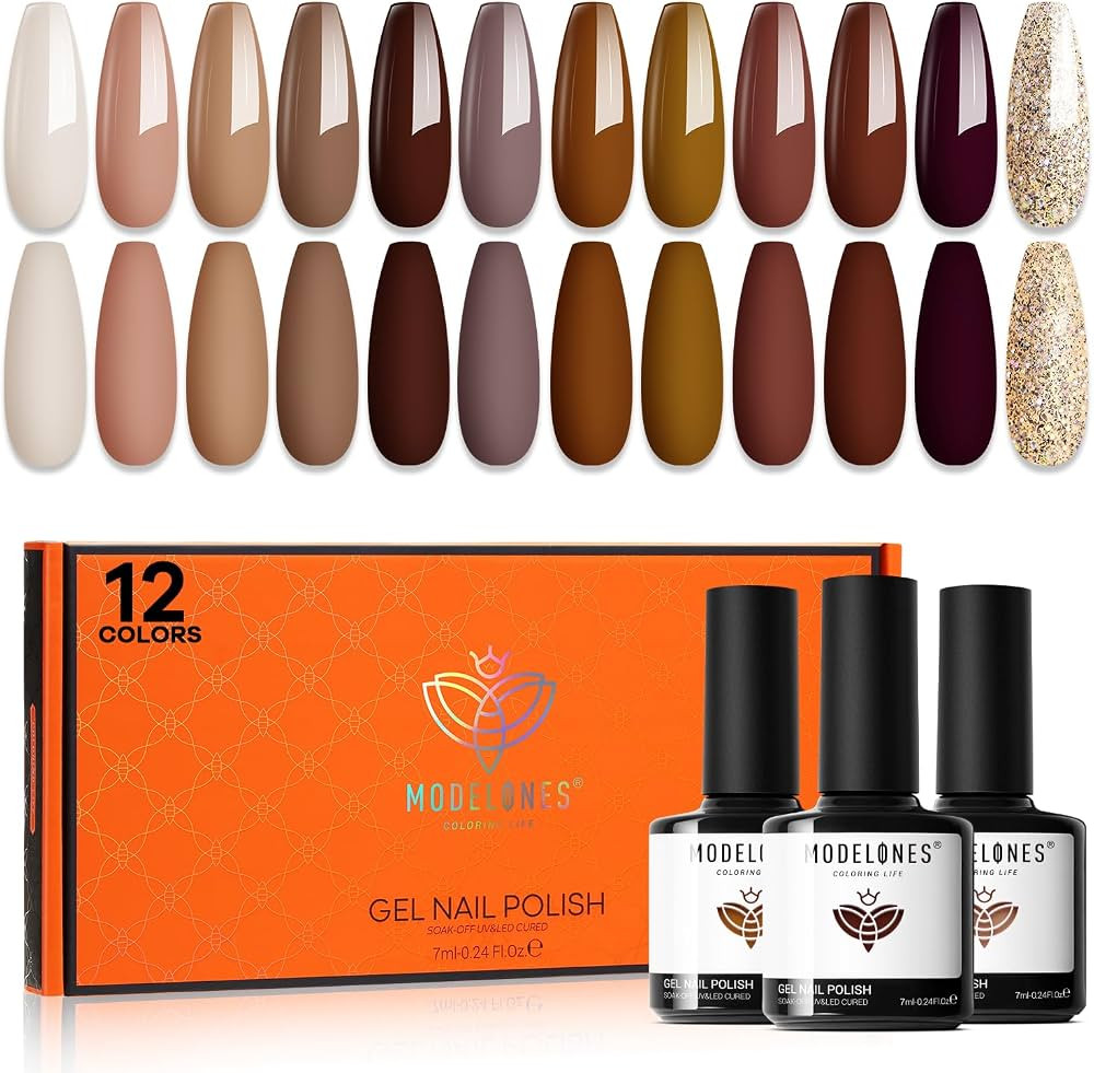 modelones Gel Nail Polish Set, 12 Colors Fall Winter Skin Tones Popular Neutral Color Gel Polish ... | Amazon (US)