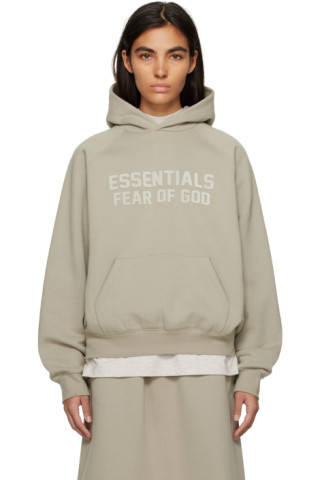 Essentials - Gray Raglan Hoodie | SSENSE