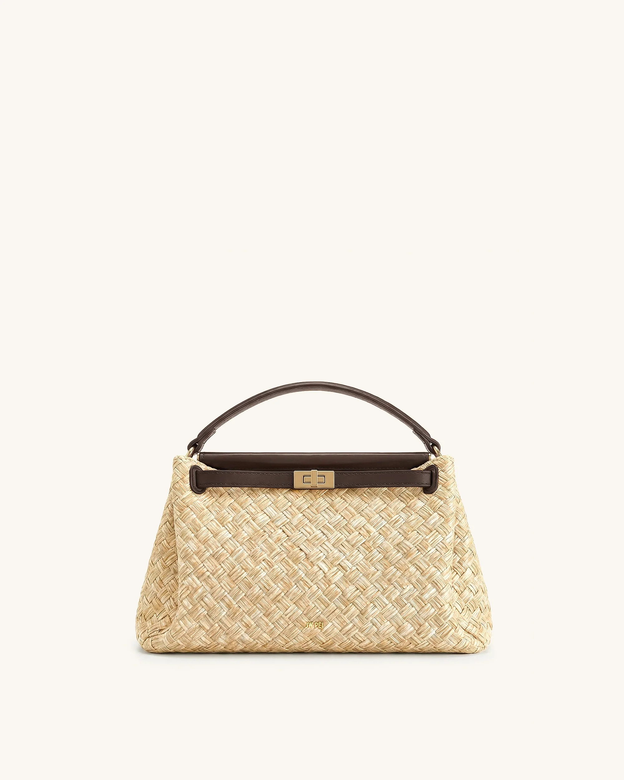 Carmen Faux Straw Top Handle Bag - Brown | JW PEI US