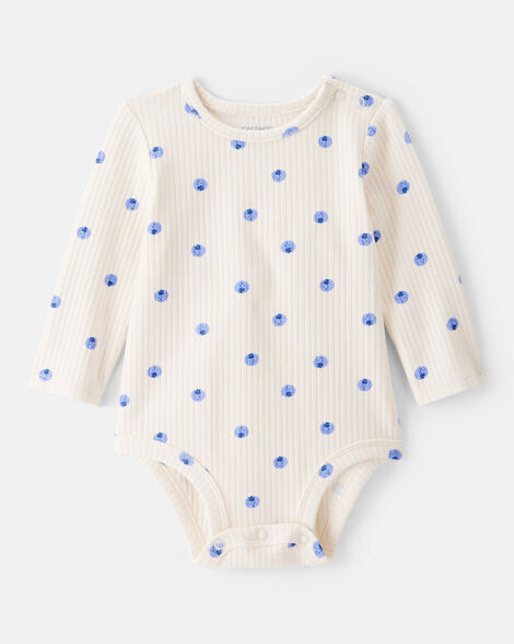 Baby Girl Blueberry Print Long-Sleeve Fashion Bodysuit - Ivory | Carter's Inc