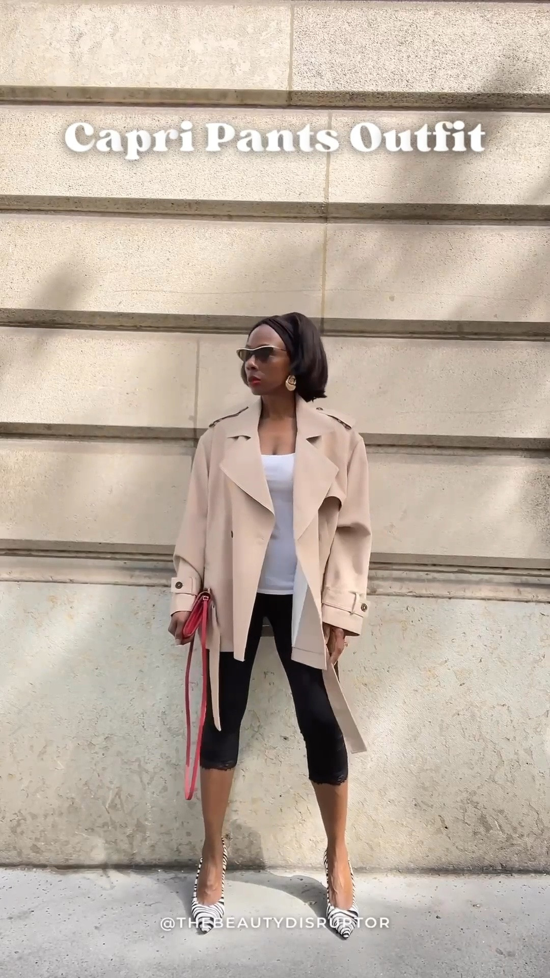 Capri pants kind of day,  balanced perfectly with a short trench coat. 

The zebra print heels and red crossbody bag pulled the whole look together. 

#CapriPantsOutfit #TrenchCoats #LTKStyleTip

#LTKootd #LTKgrwm #LTKSaleAlert