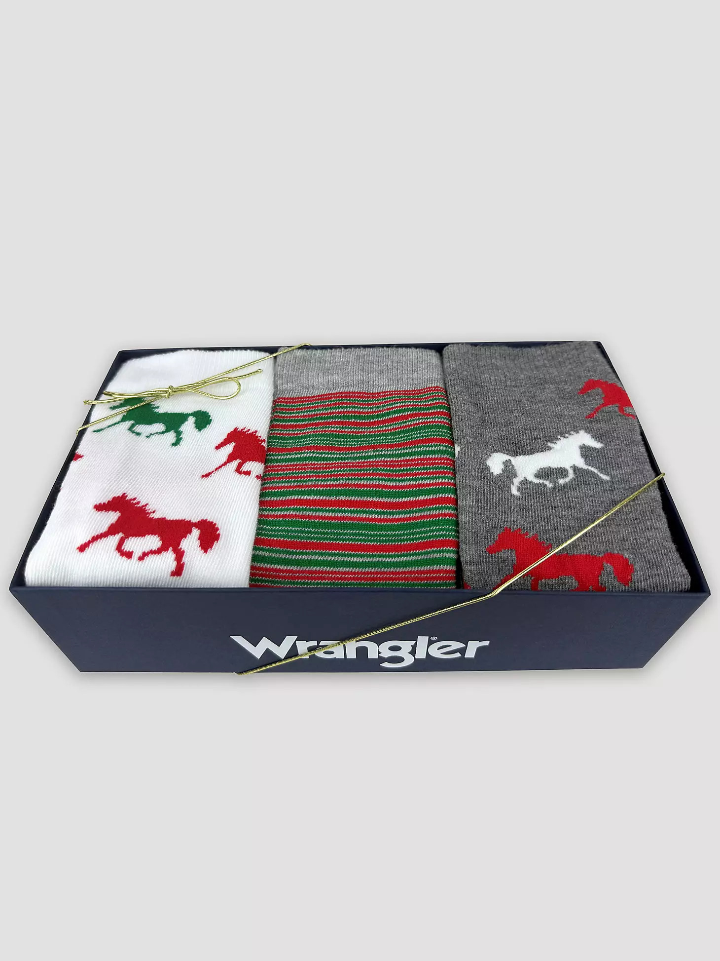 Women's Festive Horses Crew Socks Box Set (3-Pack) | Wrangler
