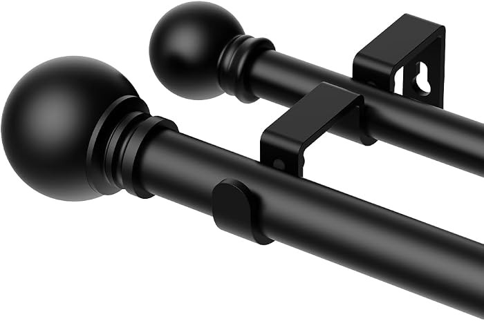 GXOACKJ Double Curtain Rods for Windows 72-144 Inches Length, Adjustable Heavy Duty Decorative Do... | Amazon (US)