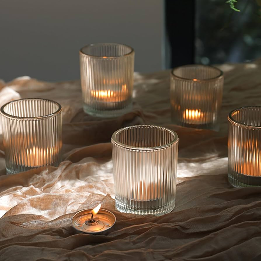 36 Pcs Votive Candle Holders - Clear Glass Tea Lights Candle Holder in Bulk for Table Centerpiece... | Amazon (US)