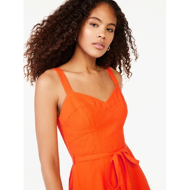 Free Assembly Women's Midi Sundress with Tie Belt, Sizes XS-XXXL | Walmart (US)