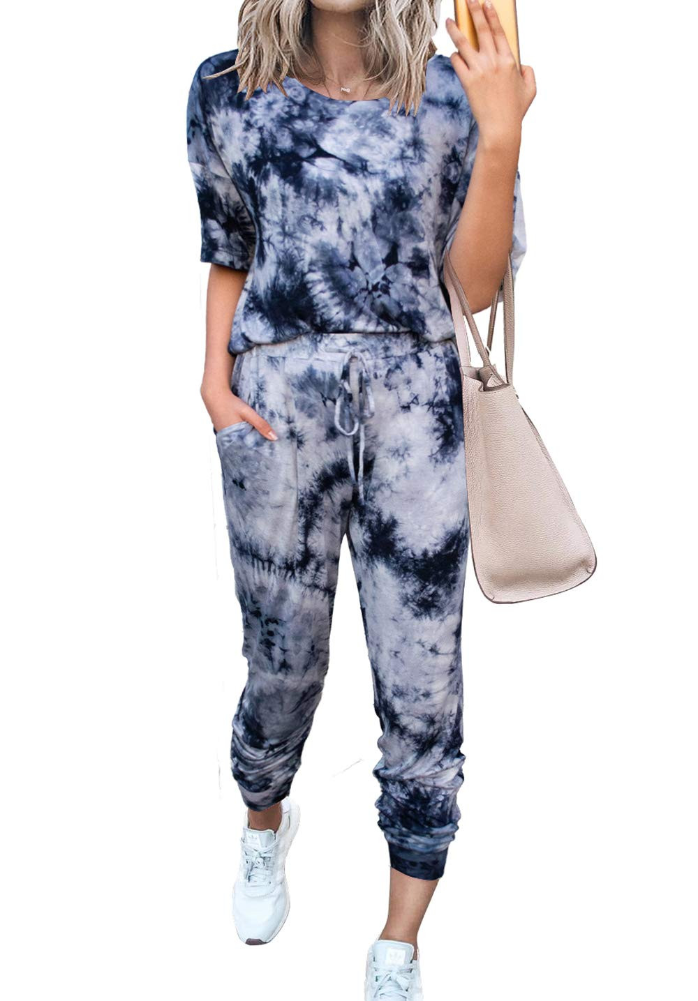 PRETTYGARDEN Women’s Two Piece Outfit Short Sleeve Pullover With Drawstring Long Pants Tracksui... | Amazon (US)